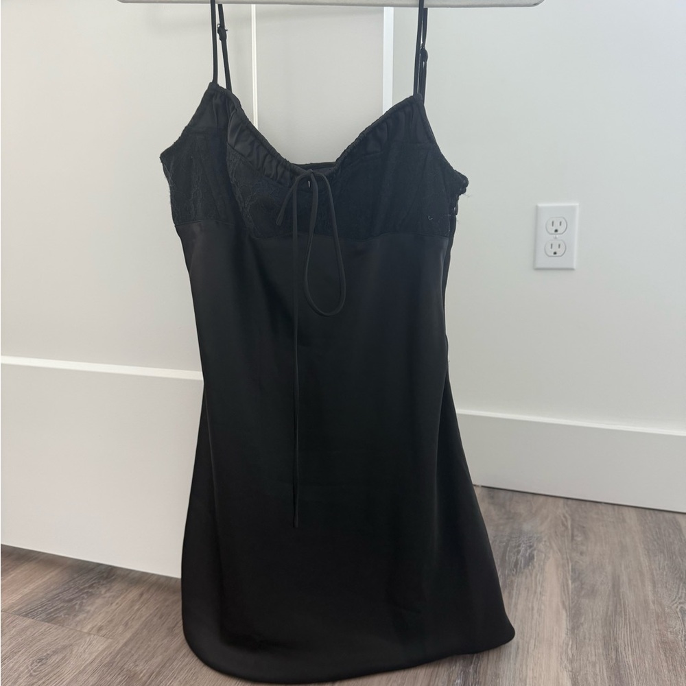 Urban Outfitters Black Silk Mini Dress